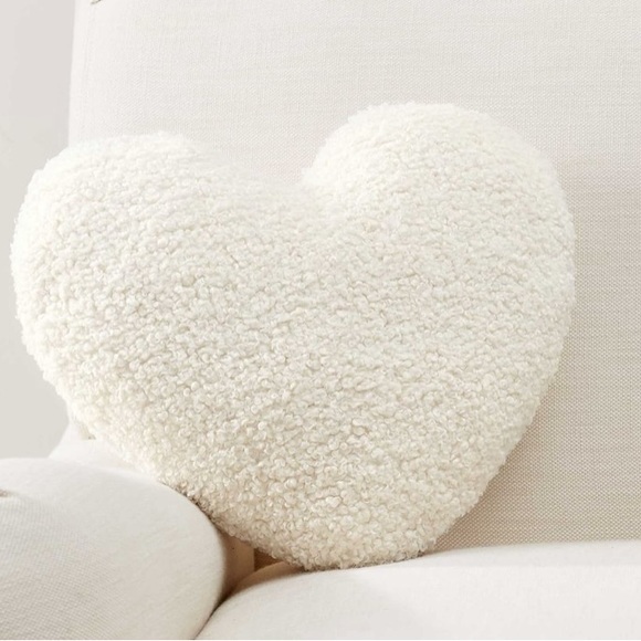 Pottery Barn Other - Pottery Barn Cozy Teddy Faux Fur Heart Shaped Pillow (Ivory)